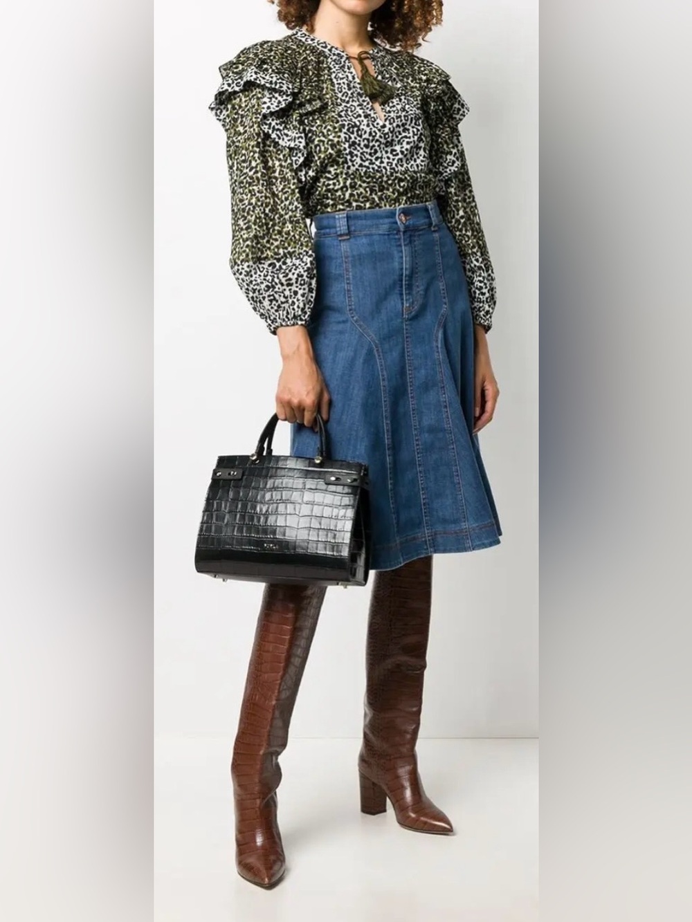 Furla Lady M Crocodile-Effect Tote